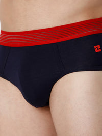 Men Premium Navy Cotton Blend Brief- Underjeans By Spykar