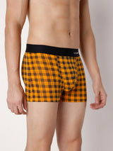 Men Premium Orange Check Cotton Blend Trunk- Underjeans By Spykar