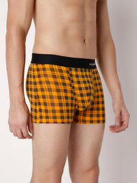Men Premium Orange Check Cotton Blend Trunk- Underjeans By Spykar