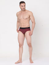 Men Premium Cotton Blend Maroon-Check Brief- Underjeans By Spykar