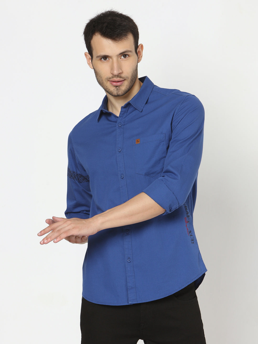 Spykar Slim Fit Men Blue Cotton Casual Shirts