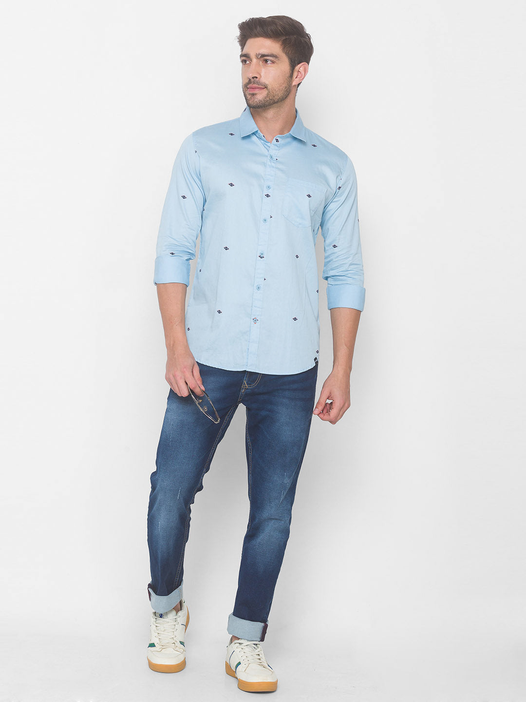 Spykar Men Indigo Blue Cotton Regular Slim Fit Full Sleeve Checkered Shirt  : Amazon.in: Clothing & Accessories