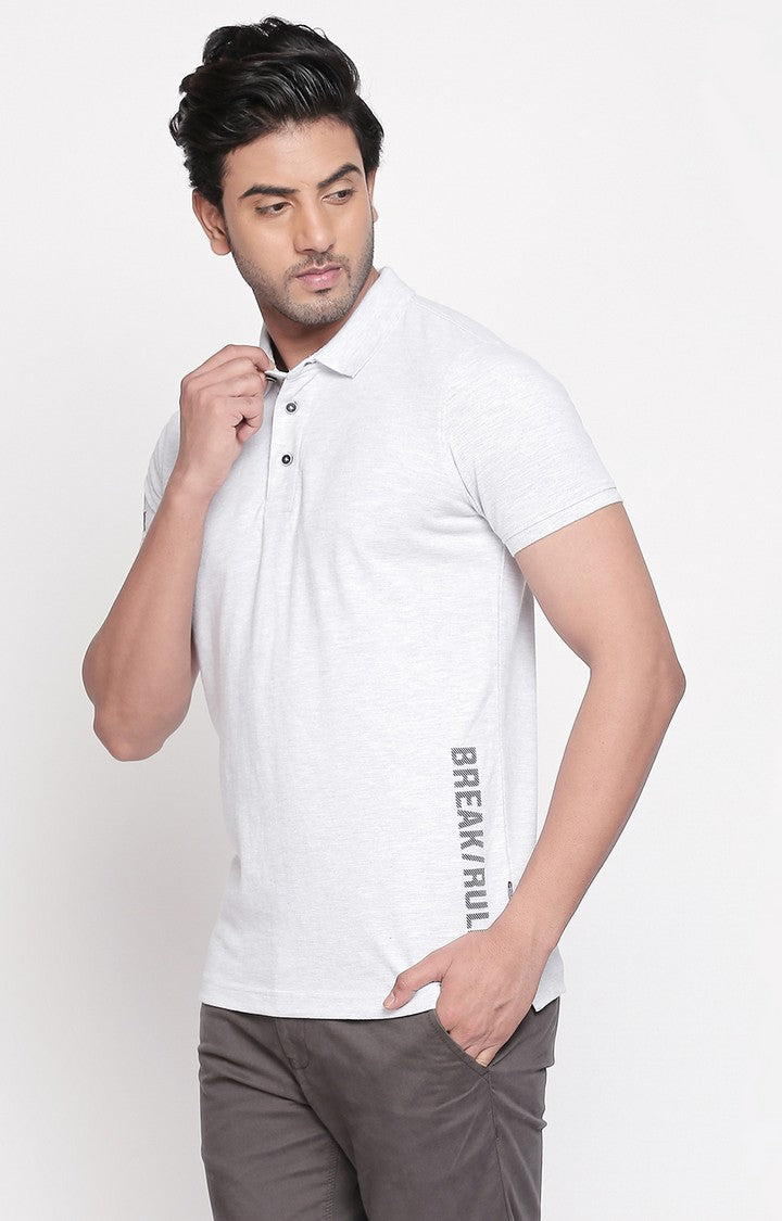 Spykar Grey Cotton Polo T-Shirt