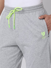 Men Premium Cotton Blend Knitted Grey Trackpant- Underjeans By Spykar