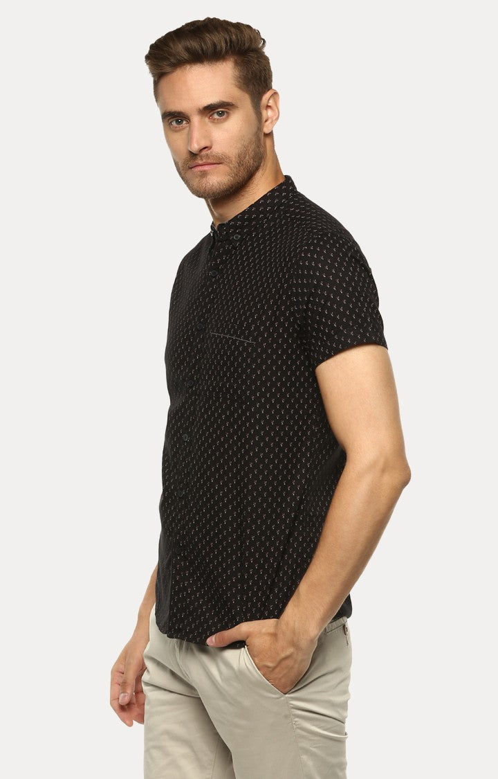 Spykar Men'S Black Cotton Printed Casual Shirts