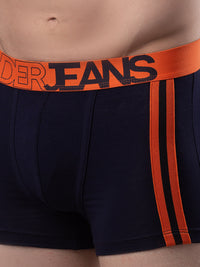 Men Premium Navy-Orange Cotton Blend Trunk- Underjeans By Spykar