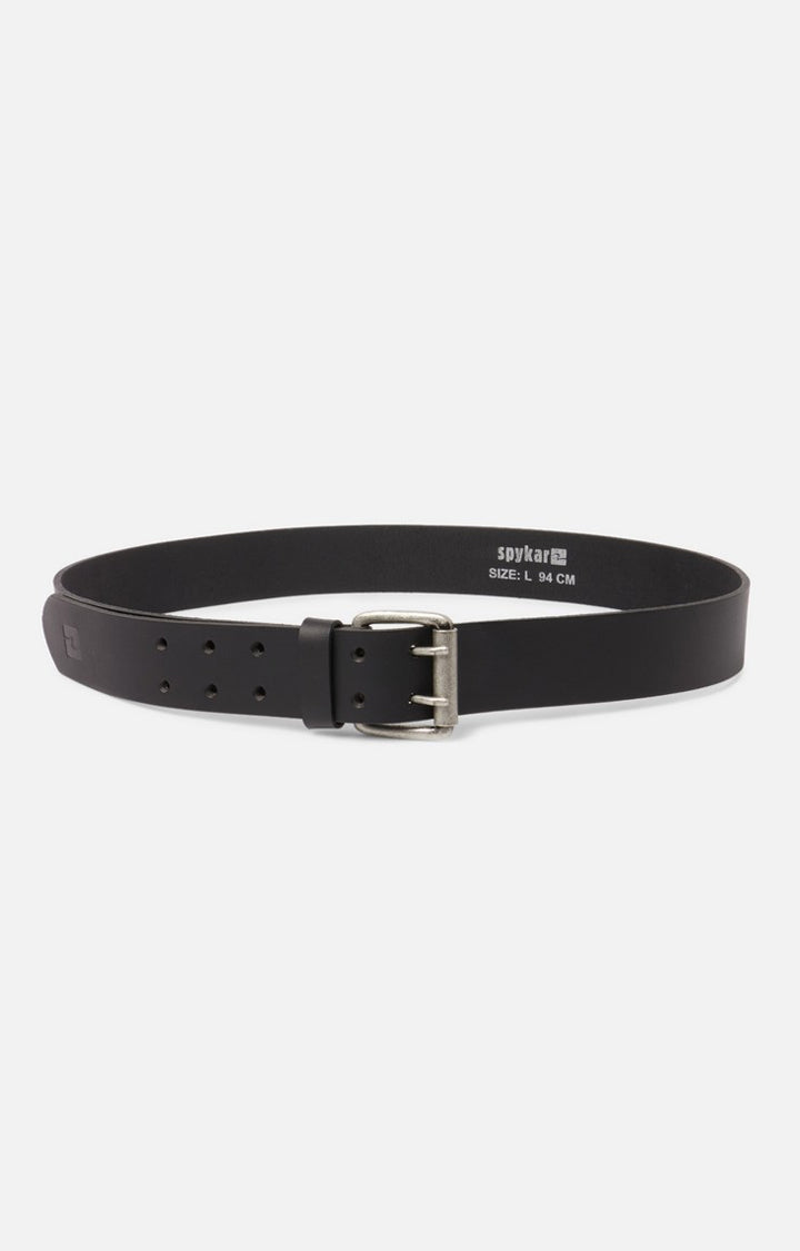 Spykar Men Black Genuine Leather Belt