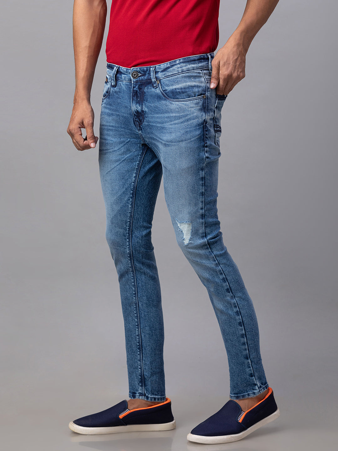 Spykar Men Blue Cotton Slim Fit Tapered Length Jeans (Kano)