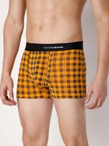 Men Premium Orange Check Cotton Blend Trunk- Underjeans By Spykar