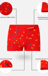 Underjeans By Spykar Men Premium Red Cotton Blend Printed Trunk