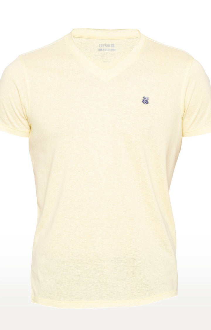 Spykar Pestle Yellow Melange Slim Fit Men T-Shirts