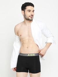 Men Premium Yellow & Black Cotton Blend Trunk - Pack Of 2- Underjeans By Spykar