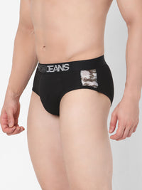 Underjeans By Spykar Men Premium Cotton Blend Black Brief