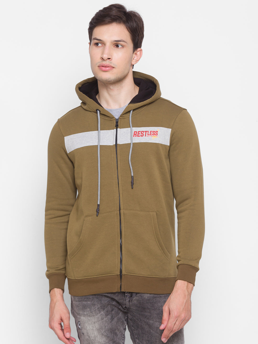 Spykar Green Cotton Sweatshirt For Men