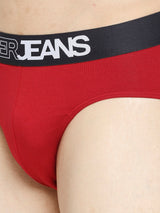 Men Premium Maroon & Dark Grey Cotton Blend Brief - Pack Of 2- Underjeans By Spykar