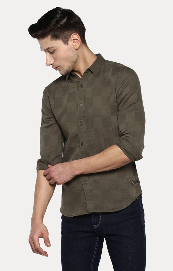 Spykar Men'S Green Cotton Checked Casual Shirts