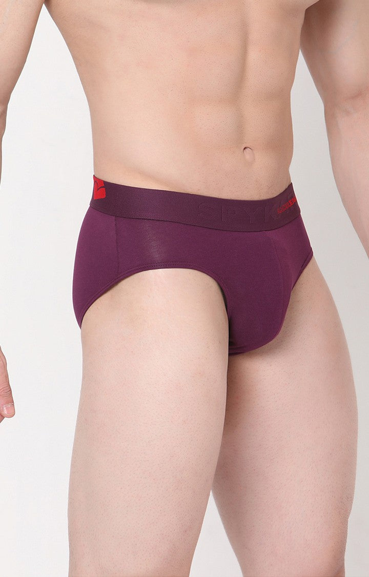 Underjeans By Spykar Purple Solid Briefs For Men