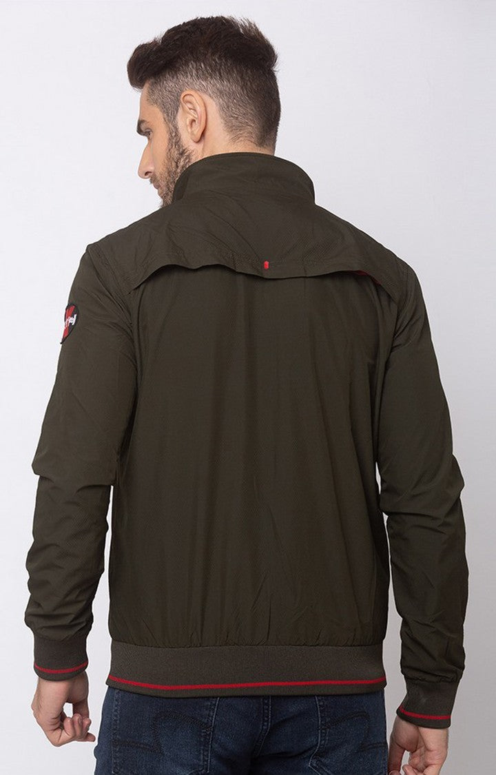 Spykar Men Olive Polyester Straight Fit Jacket