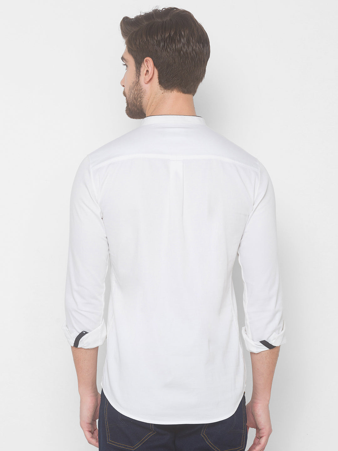 Spykar Men White Cotton Shirts (Slim)