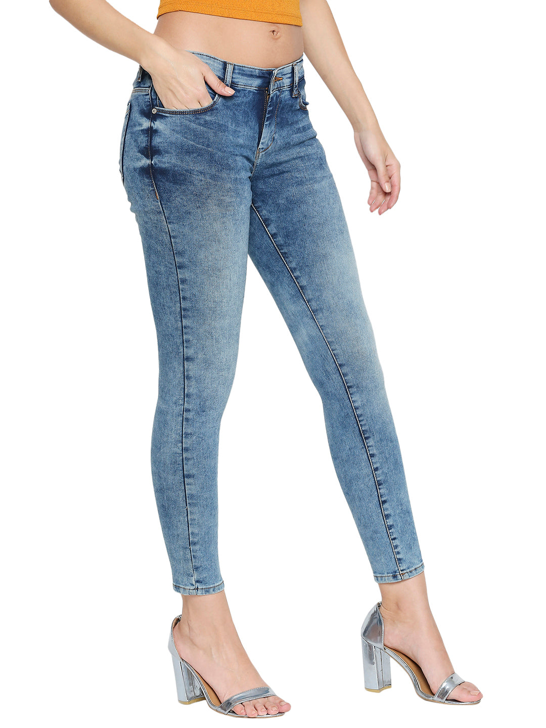 Spykar Women Blue Cotton Jeans