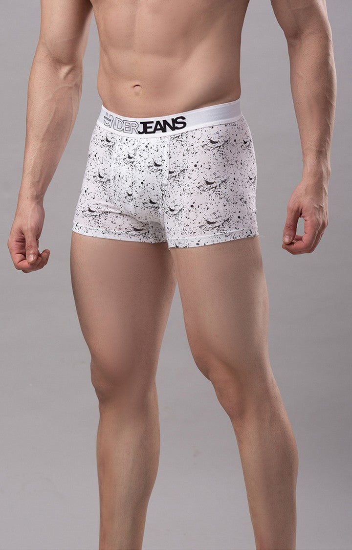 Underjeans By Spykar Men White Printed Trunks