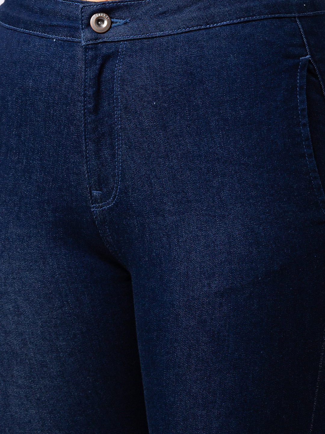 Spykar Women Dark Blue Cotton Bootcut Fit Ankle Length Jeans (Elissa)