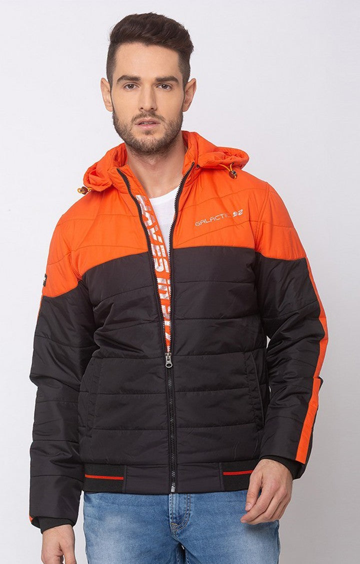 Spykar Men Orange Nylon Straight Fit Jacket