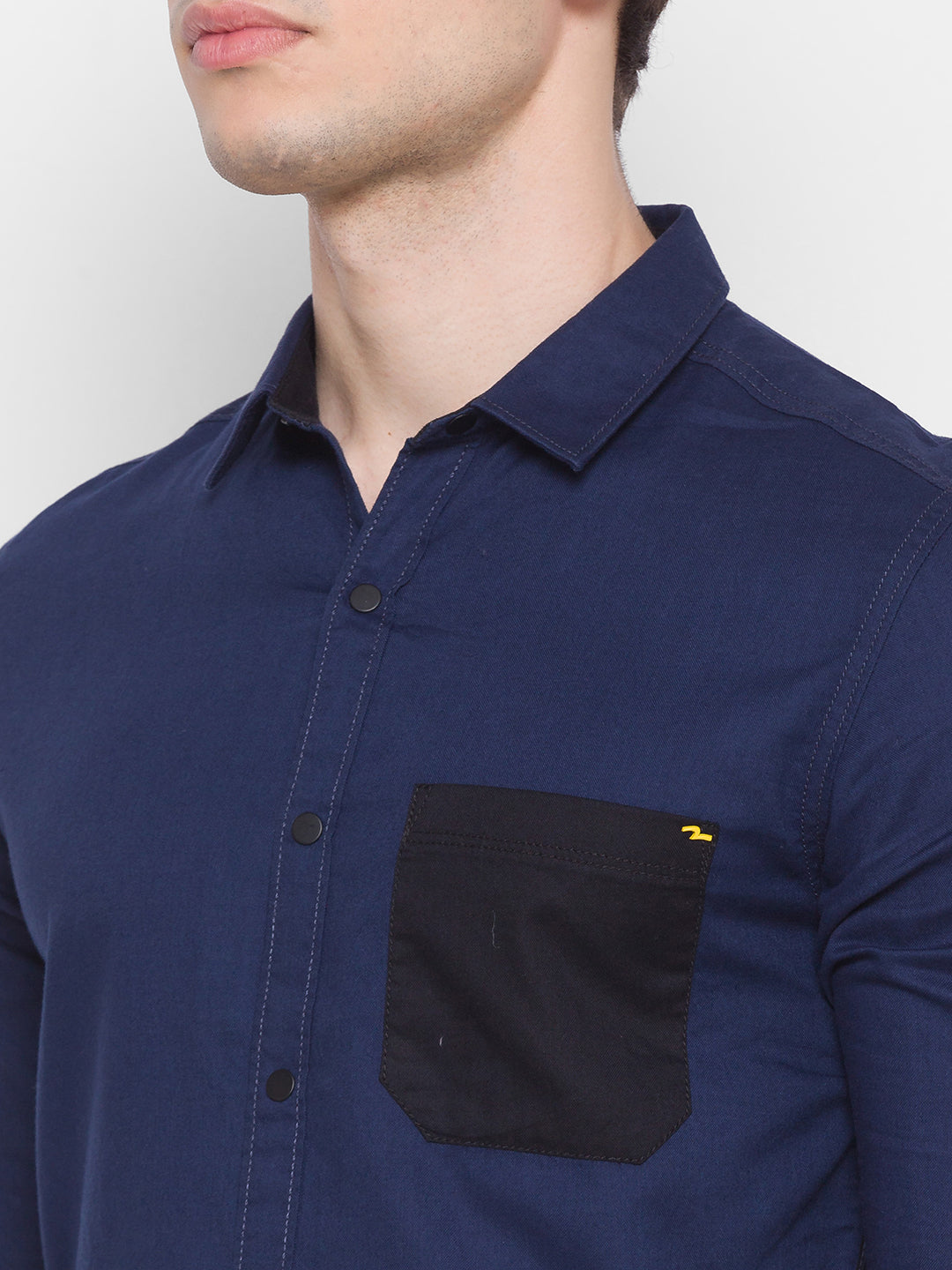 Spykar Slim Fit Black Cotton Men Shirt