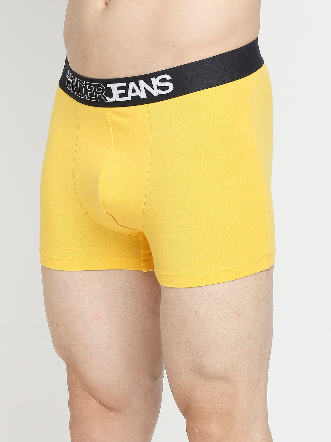Men Premium Yellow & Dark Grey Cotton Blend Trunk - Pack Of 2- Underjeans By Spykar