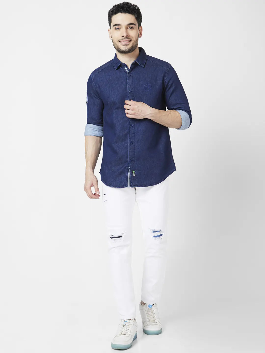Denim blue shirt Combination pants | Men's denim style, Blue shirt  combination, Combination pants