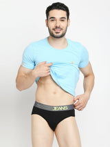 Men Premium Dull Purple & Black Cotton Blend Brief - Pack Of 2- Underjeans By Spykar