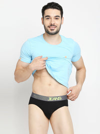 Men Premium Dull Purple & Black Cotton Blend Brief - Pack Of 2- Underjeans By Spykar
