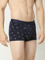 Underjeans By Spykar Men Super Premium Printed Bonded Elastic Navy Trunk