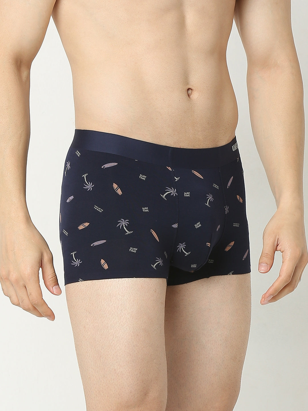 Underjeans By Spykar Men Super Premium Printed Bonded Elastic Navy Trunk
