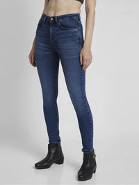Spykar Women Mid Blue Lycra Super Skinny Fit Ankle Length Clean Look Jeans -(Alexa)