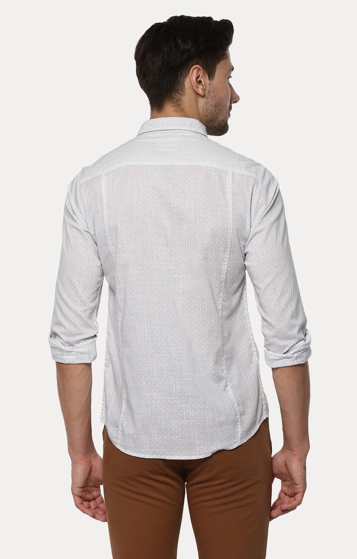 Spykar Men'S White Cotton Printed Casual Shirts