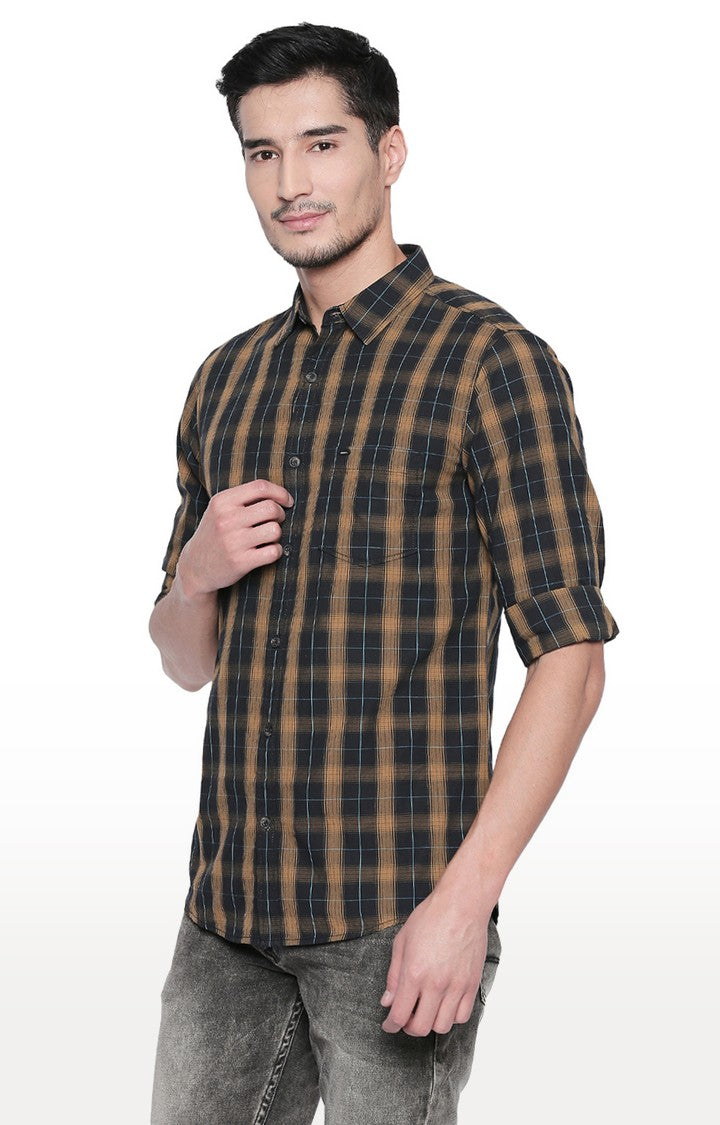 Spykar Men'S Black Cotton Checked Casual Shirts