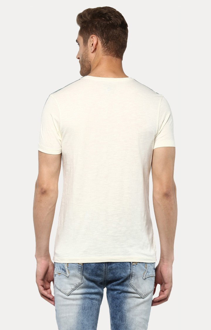 Spykar Men White Printed Slim Fit T-Shirt