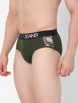Underjeans By Spykar Men Premium Cotton Blend Olive Brief