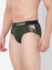 Underjeans By Spykar Men Premium Cotton Blend Olive Brief