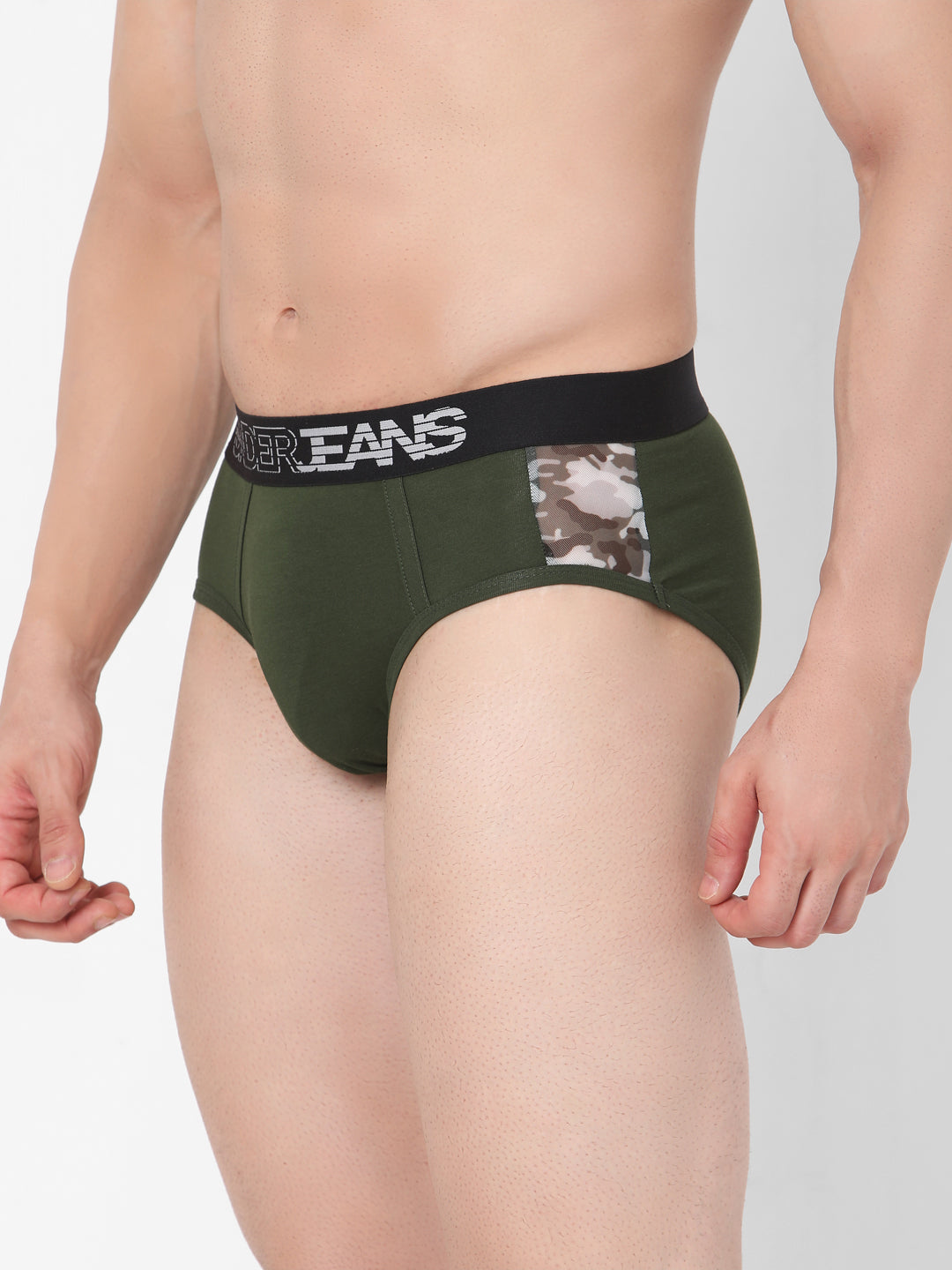 Underjeans By Spykar Men Premium Cotton Blend Olive Brief