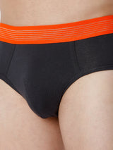 Men Premium Darkgrey Cotton Blend Brief- Underjeans By Spykar