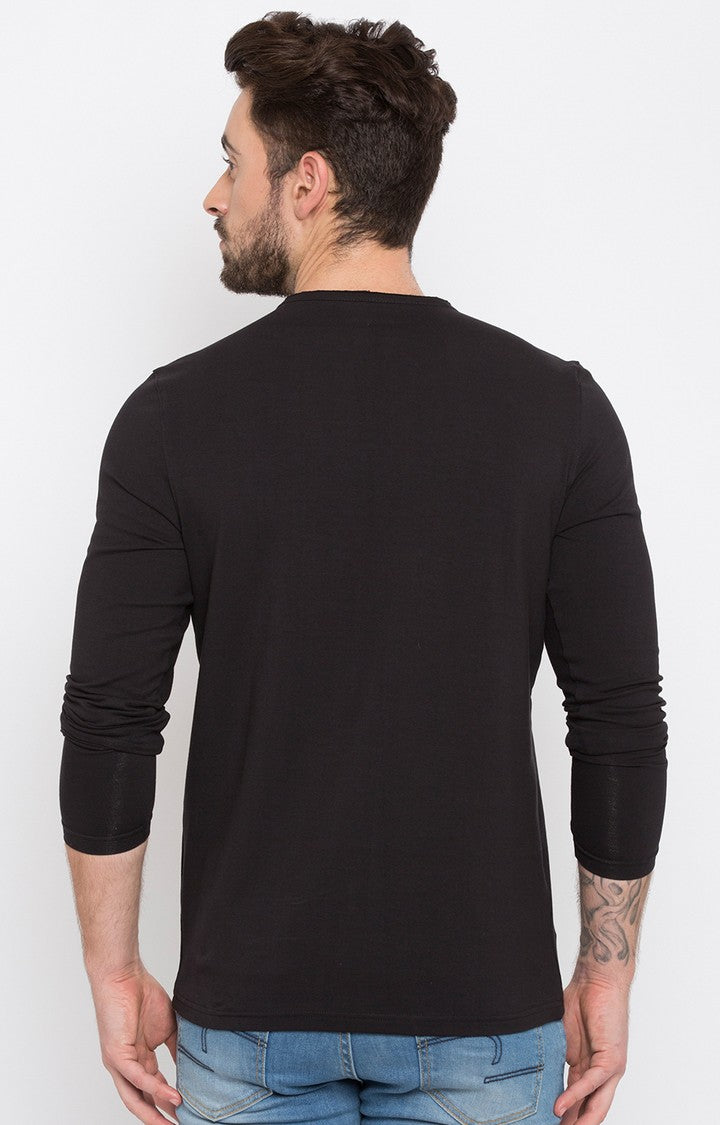 Spykar Black Solid Slim Fit Men T-Shirts