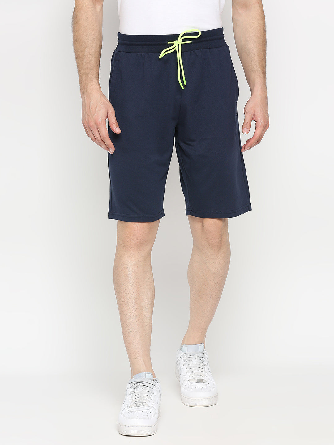 Men Navy Cotton Blend Shorts - Underjeans by Spykar