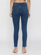 Spykar Women Mid Blue Cotton Skinny Fit Ankle Length Clean Look Mid Rise Jeans (YNR)