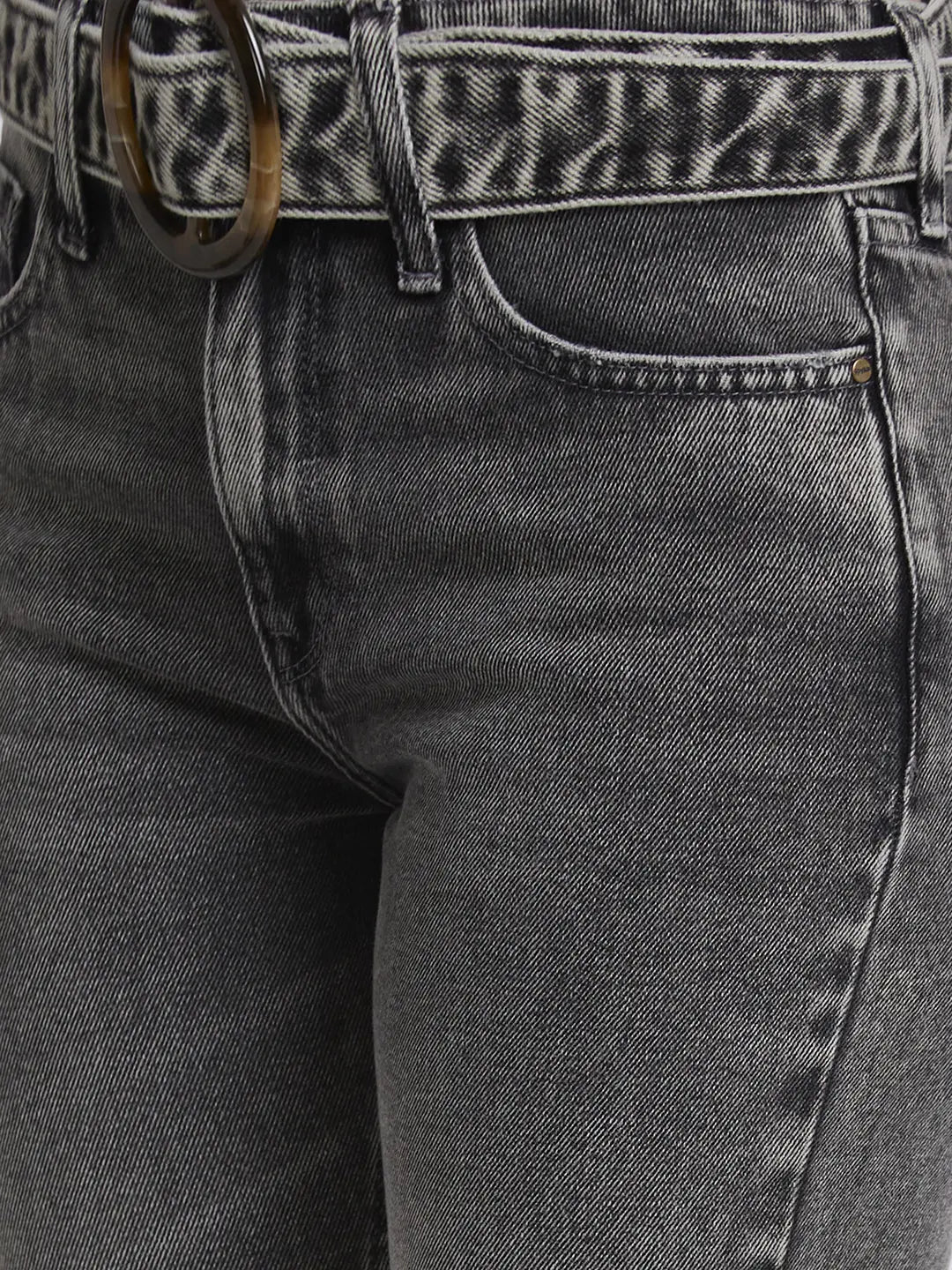 Spykar Women Charcoal Grey Cotton Mom Fit Ankle Length Clean look Jeans -(Amora)