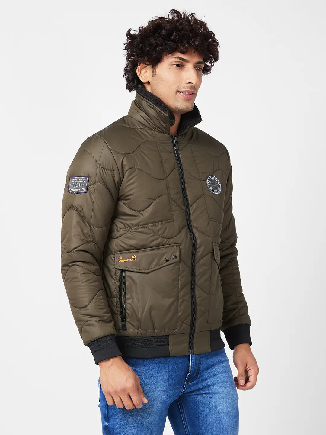 Bomber jacket sales with sherpa collar