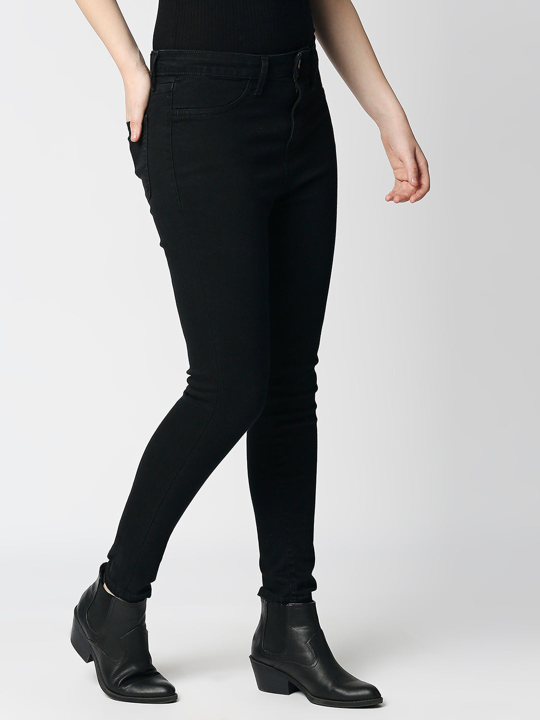 Spykar Women Black Cotton Super Skinny Fit Ankle Length Jeans (Alexa)