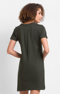 Spykar Olive Green Cotton Blend Slim Fit Printed Dress For Women