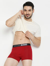 Men Premium Maroon & Dark Grey Cotton Blend Trunk - Pack Of 2- Underjeans By Spykar